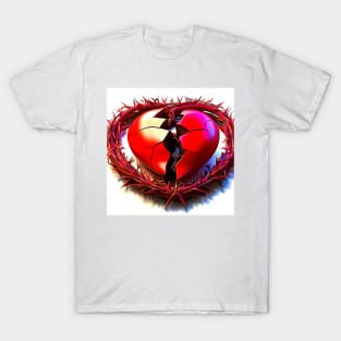 3D Look Artificial Intelligence Art Sacred Heart of Jesus Abstract Expressionism T-Shirt